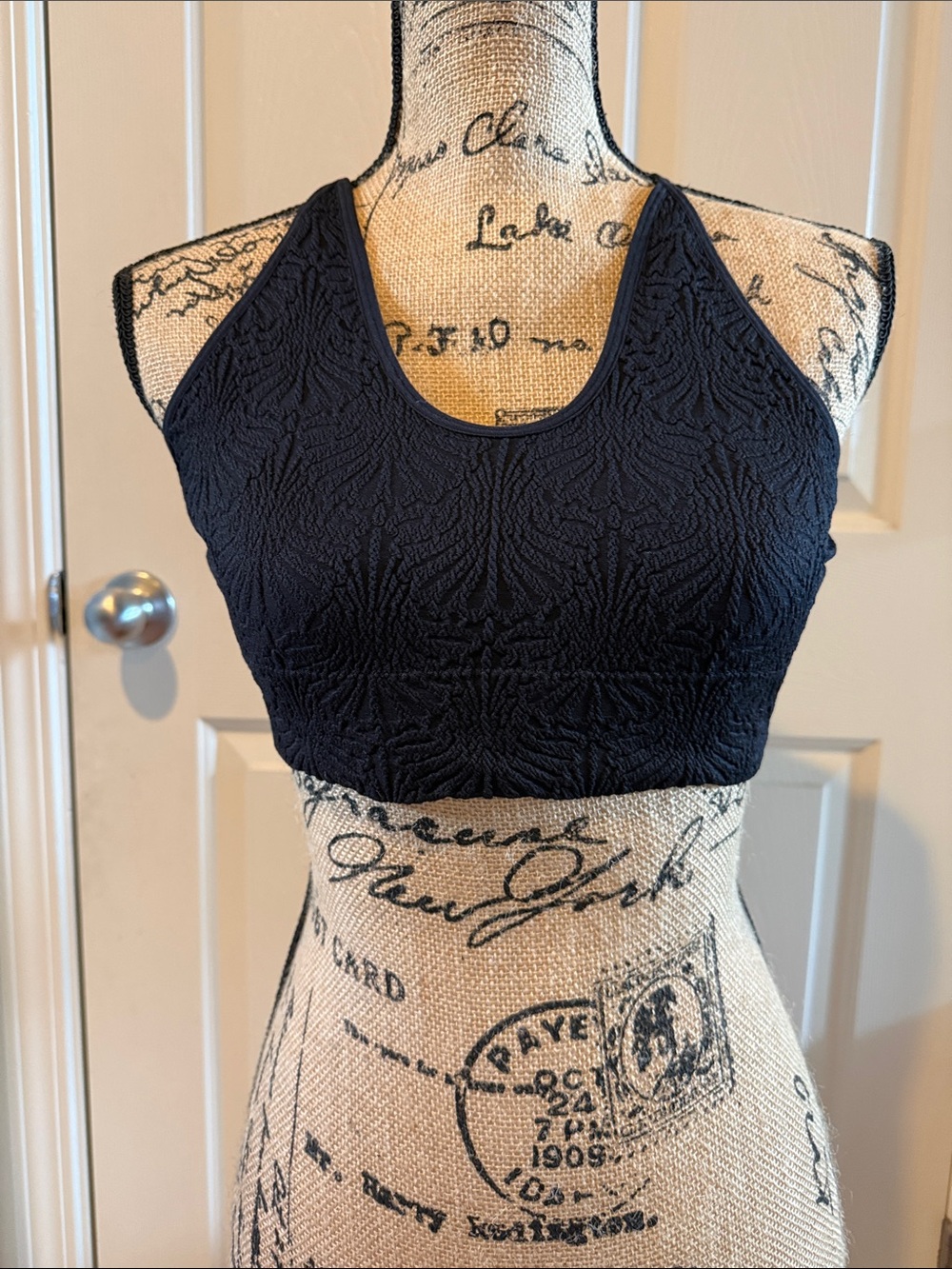 Black Textured Racerback Bra - Everyday Support